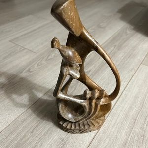 Wood Statue Expressing Family Unity 11 3/4” H x 5” at Widest Point